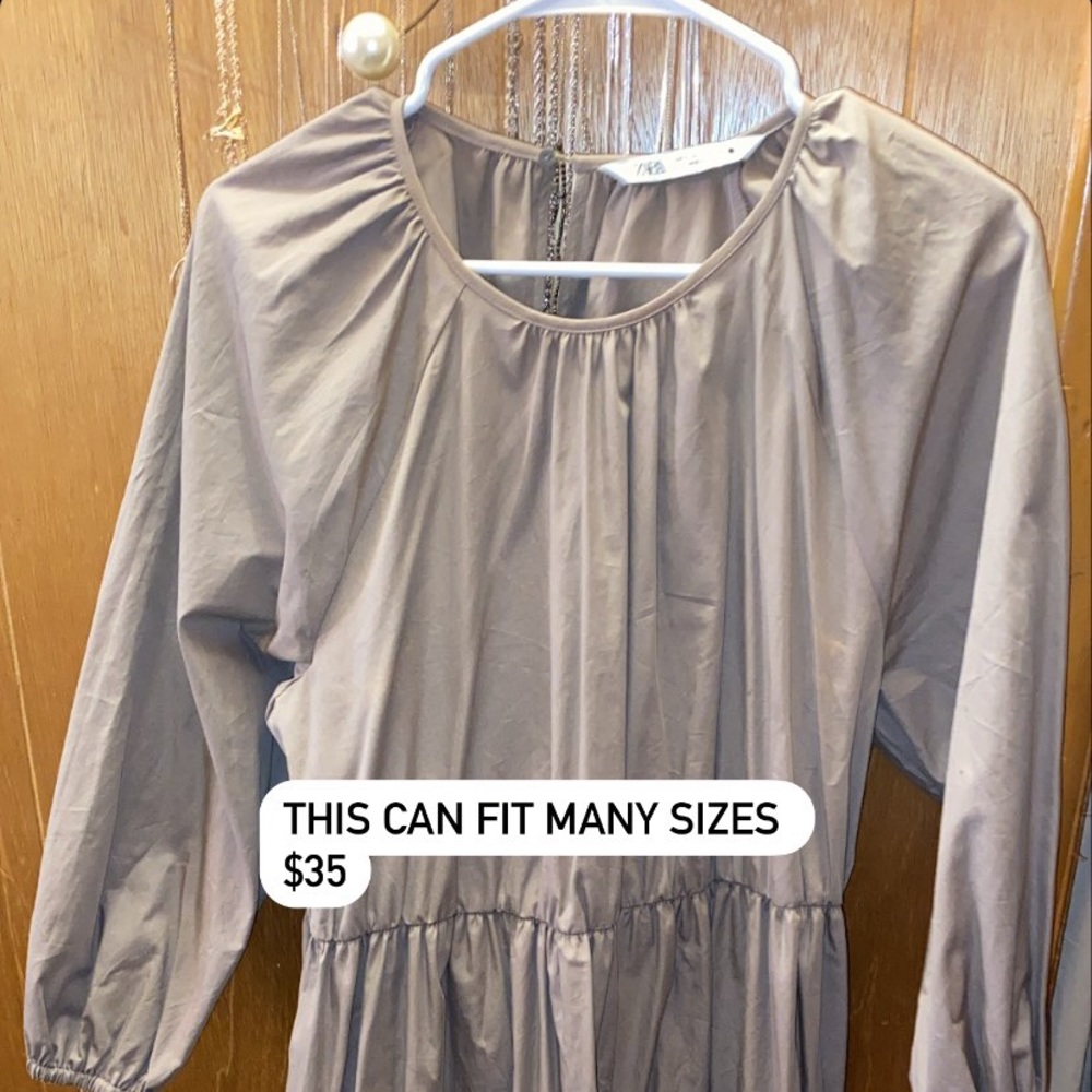 Zara maxi tan ruched tiered dress